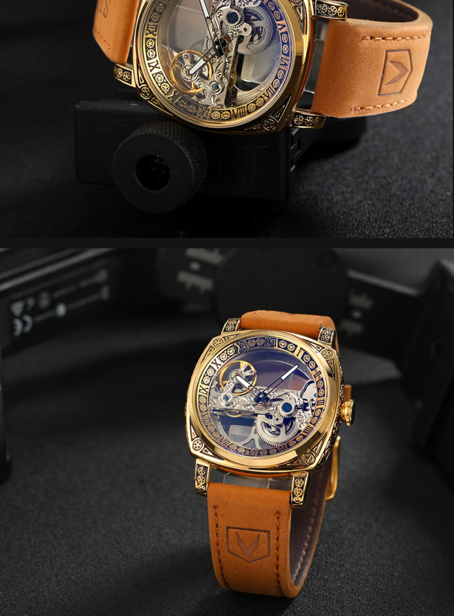 Automatic Mechanical Watch Vintage Cowhide Belt