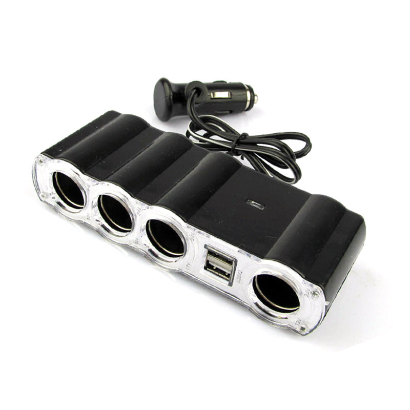 Car One Drag Four Cigarette Lighter With Dual USB Power Distributor