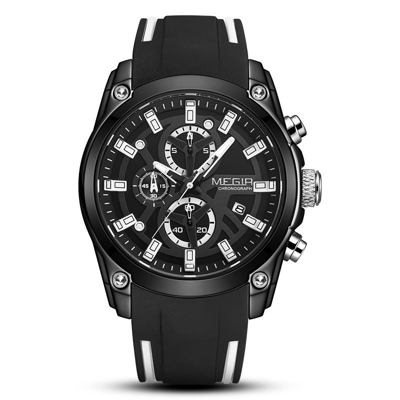 Multi-function Timing Sports Silicone Men's Quartz Sports Watch