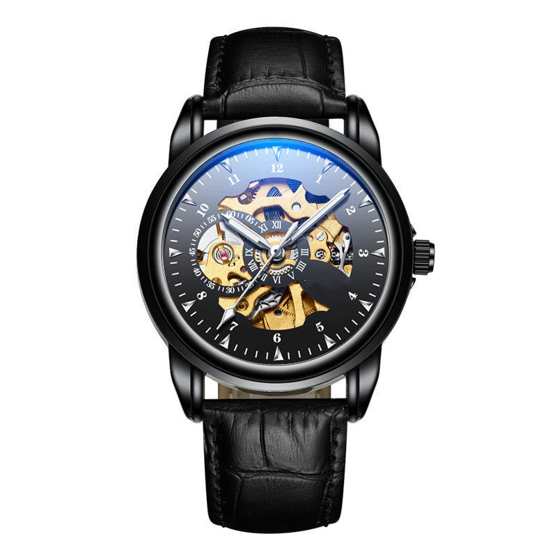 Men's Fashion Simple Leather Waterproof Luminous Mechanical Watch