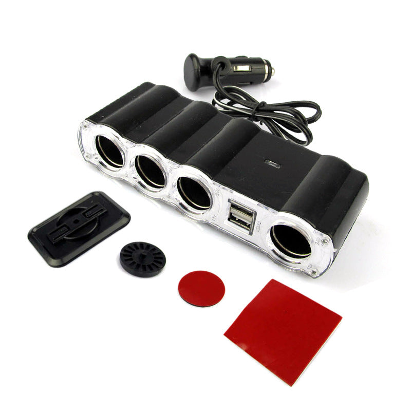 Car One Drag Four Cigarette Lighter With Dual USB Power Distributor